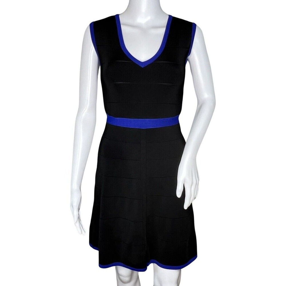 INC International‎ Concepts Dress Womens XS Black Blue Bandage Party Cocktails